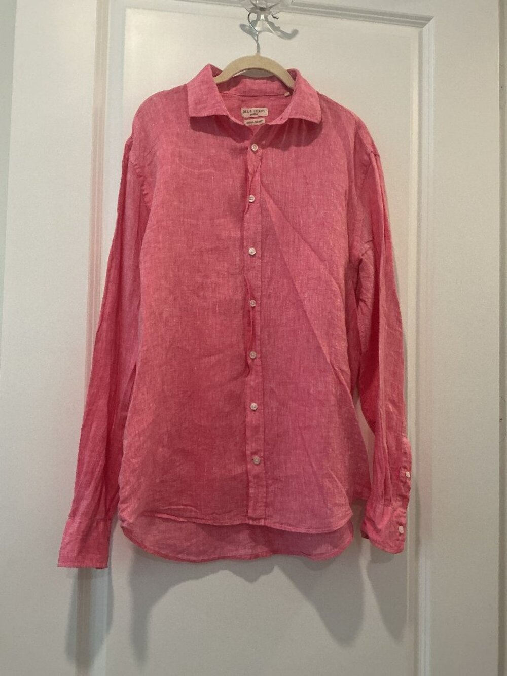Blue Coast Yachting Pink 100% Linen Button Down Shirt